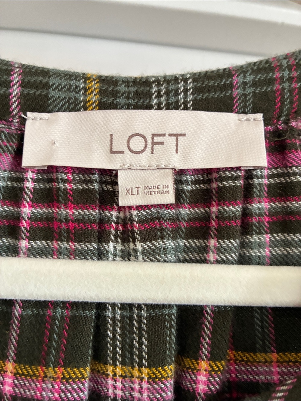 LOFT Tartan Dark Academia Plaid Button Front Drop Waist Flounce Dress Size XL - Picture 2 of 7
